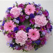 pink and purple wreath