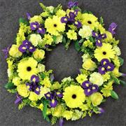 yellow and blue wreath