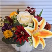 Faux flowers pumpkin 